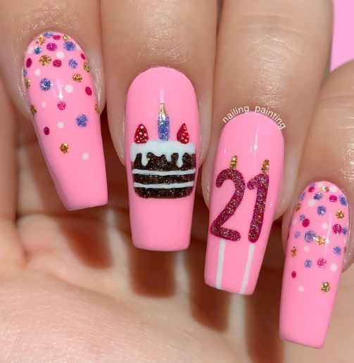 21st birthday nail ideas