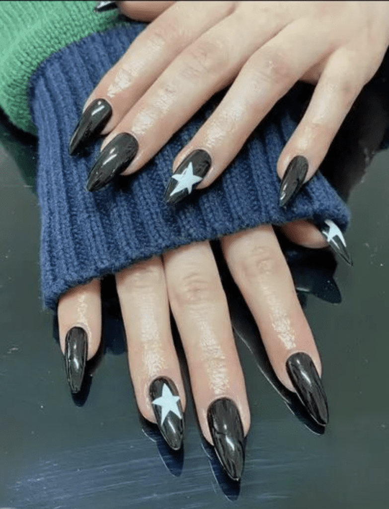 Amazon.com: JELLY BLACK Korean style press on nail art, gothic simple clean  nails for fall winter, halloween nails, goth, stiletto long medium short :  Handmade Products
