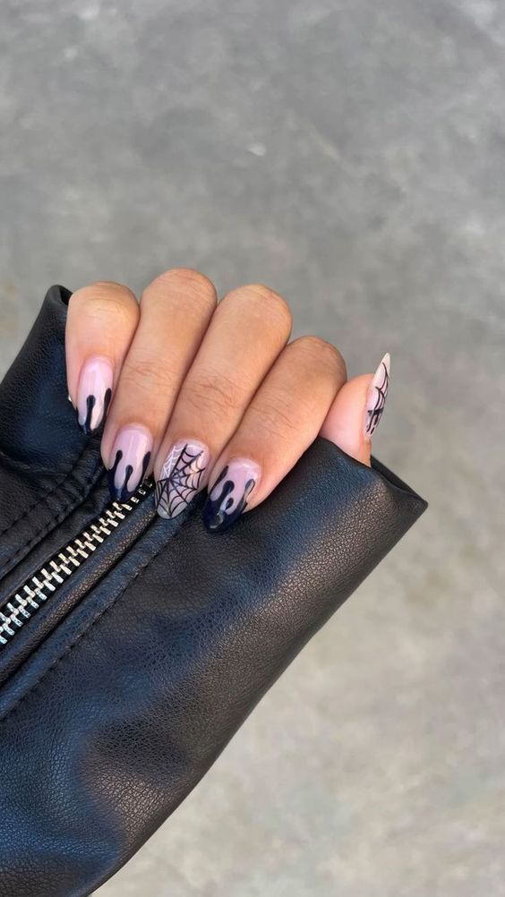 cute black halloween nails