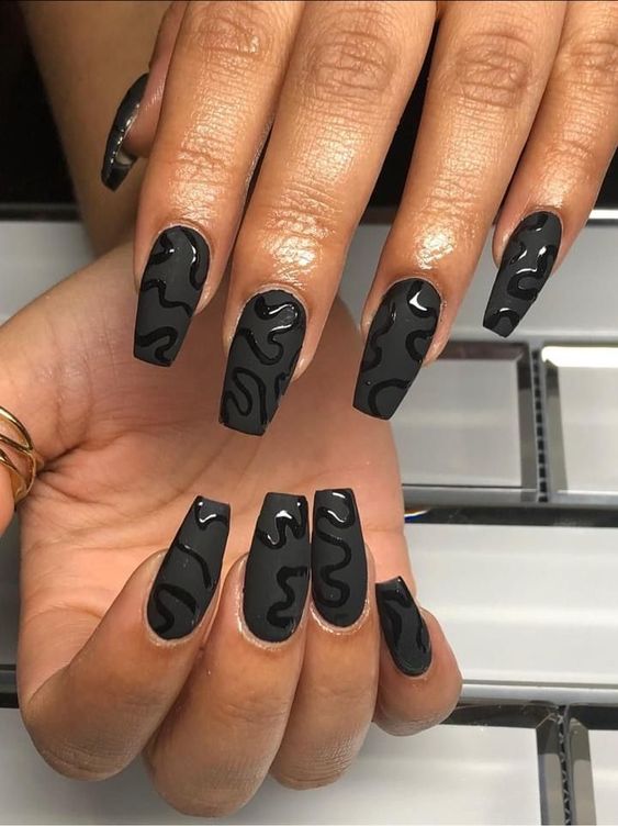 cute black nail designs 2