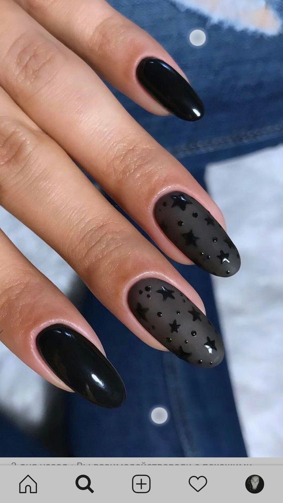black nail designs matte