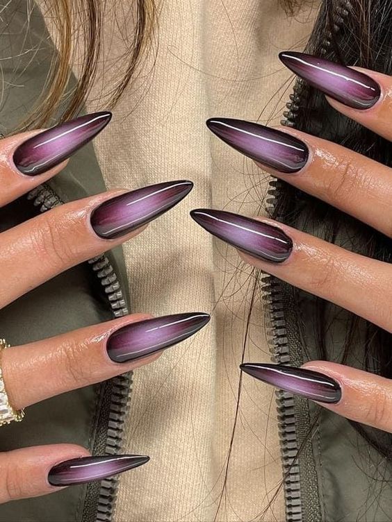 purple and black halloween nails