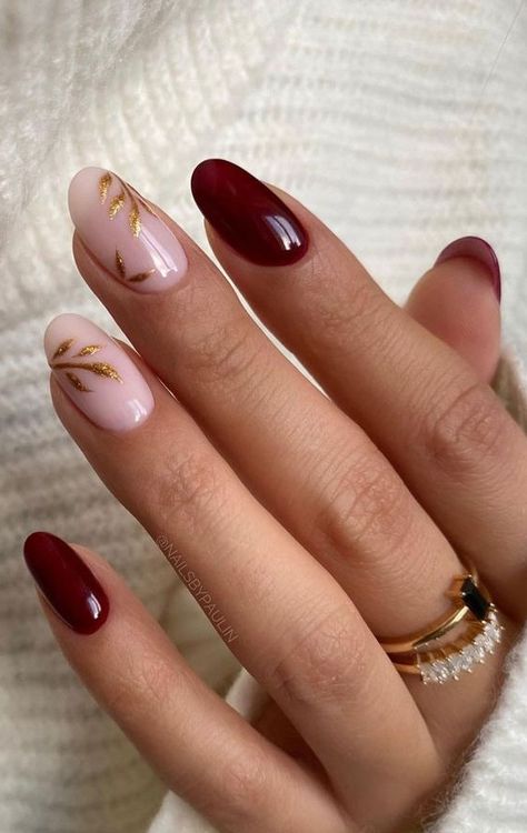 burgundy fall nails