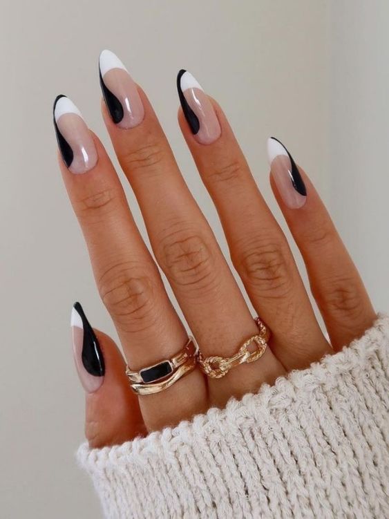 white and black nail designs