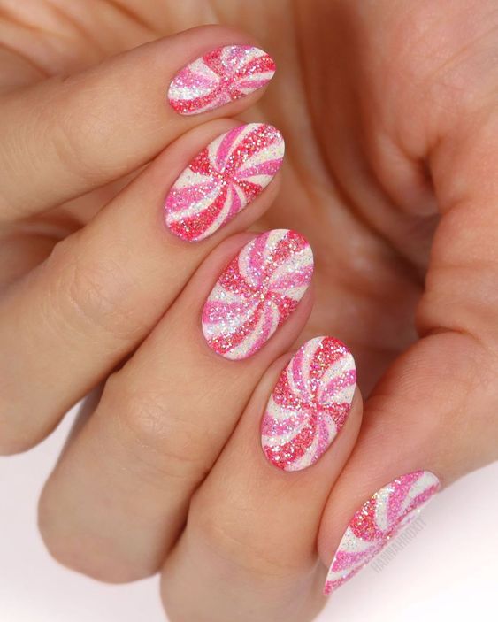 cute pink christmas nails