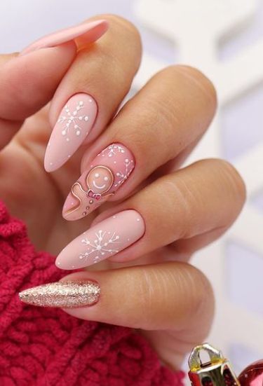 light pink christmas nails
