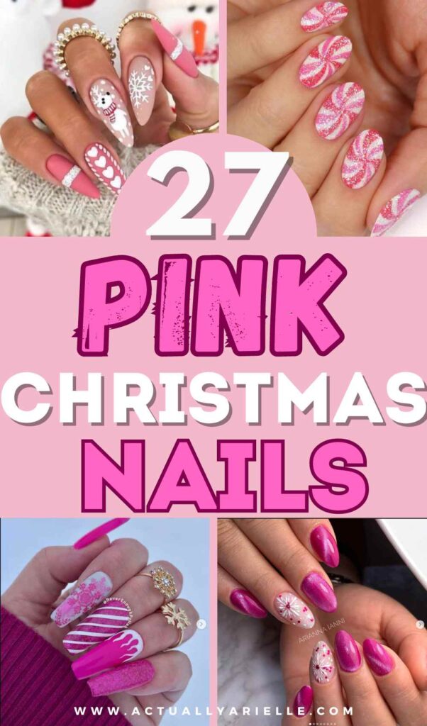 pink christmas nails