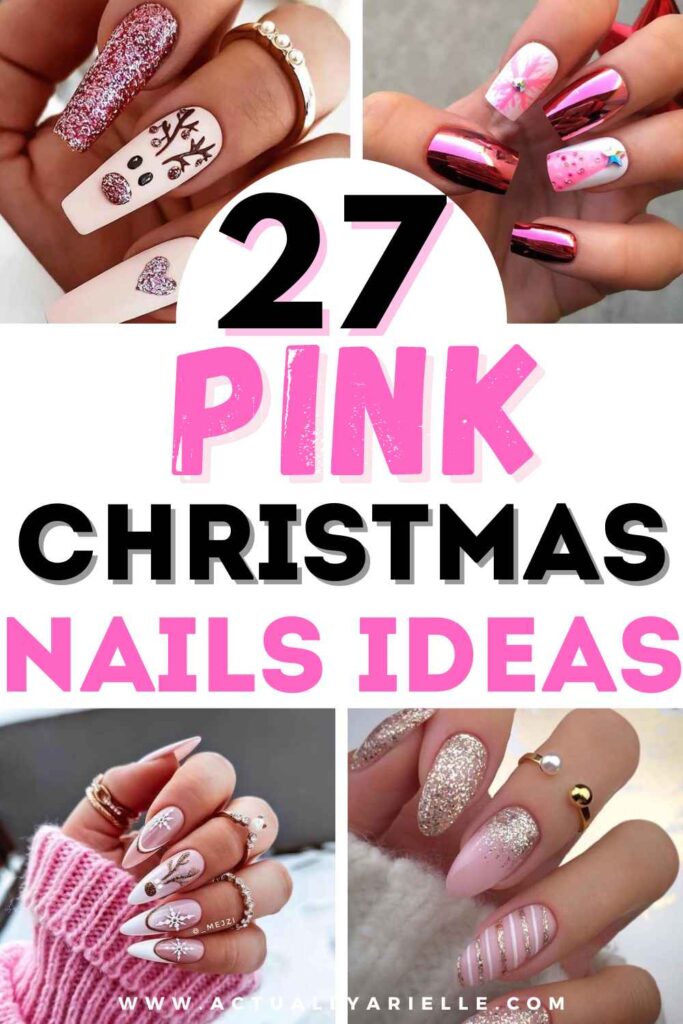 pink christmas nails ideas