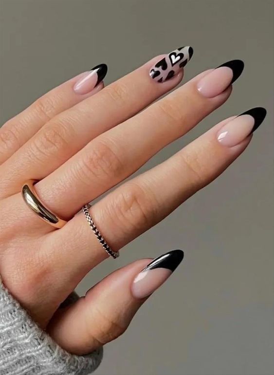 black valentines nail designs