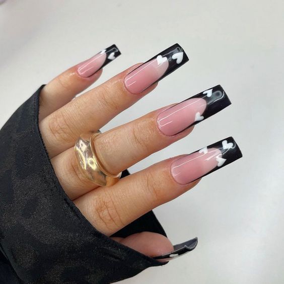 black valentines nails acrylic