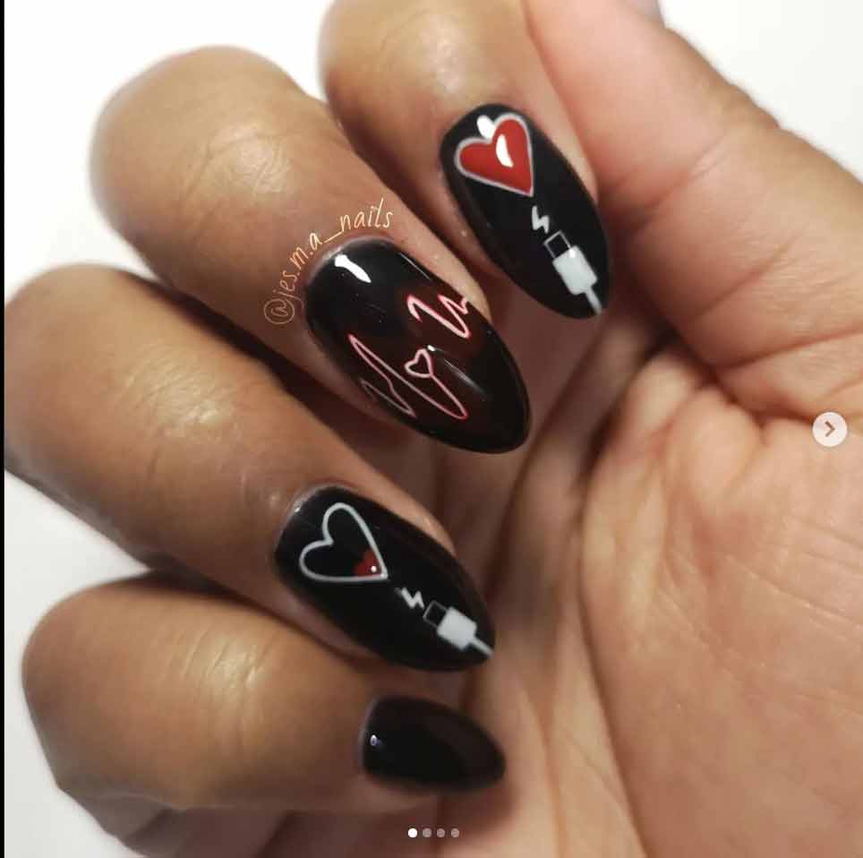 black valentines nails designs