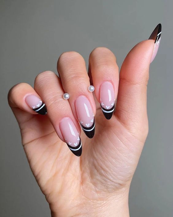 black valentines nails simple