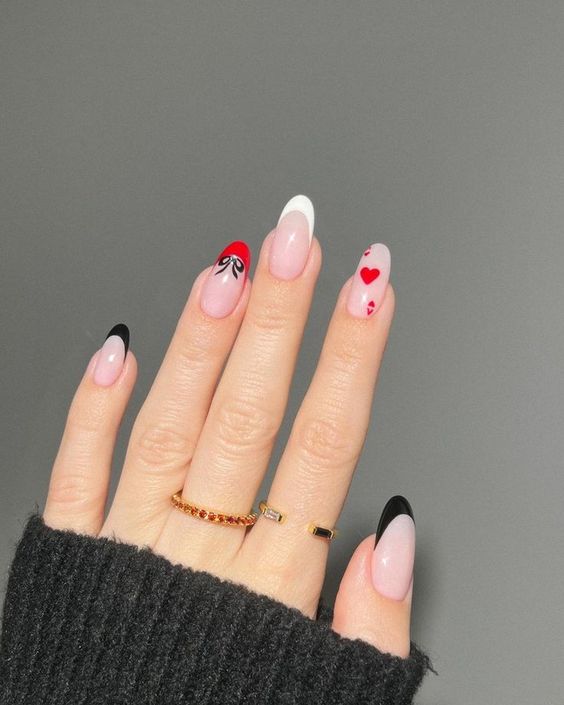cute black valentines nails