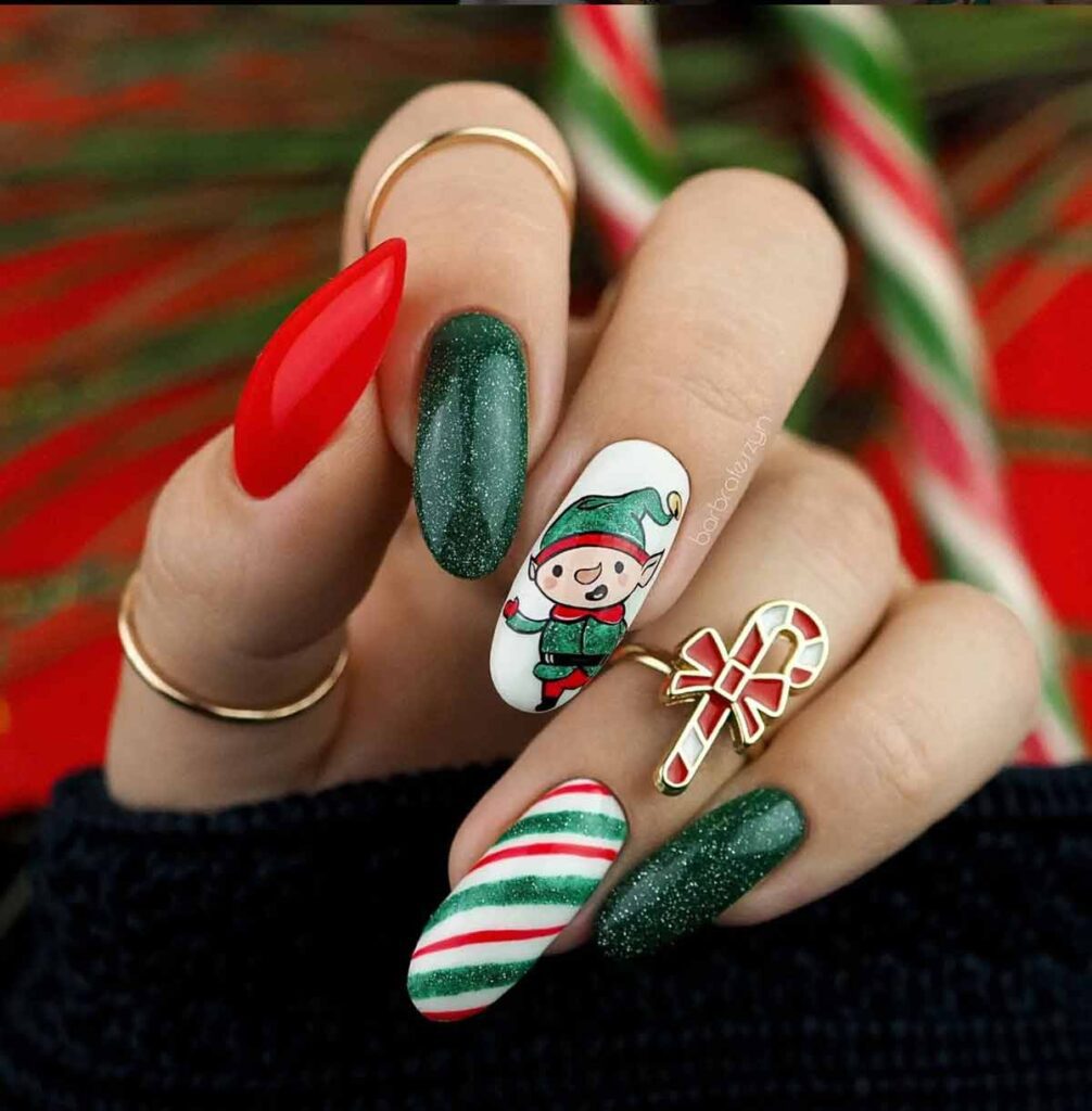 elf christmas nails