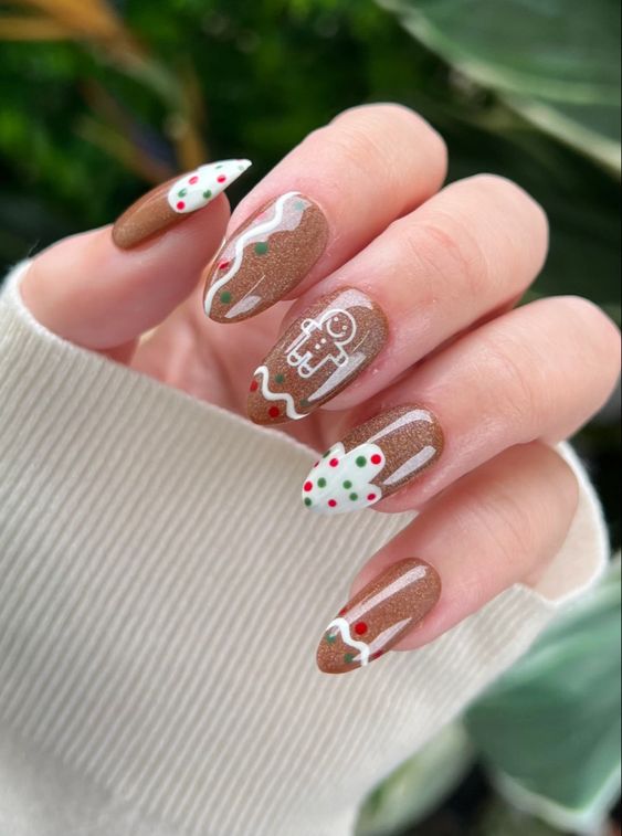 gingerbread christmas nails