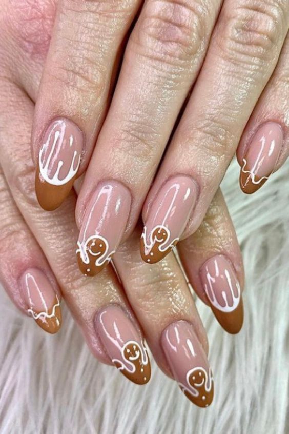 gingerbread nails french tip