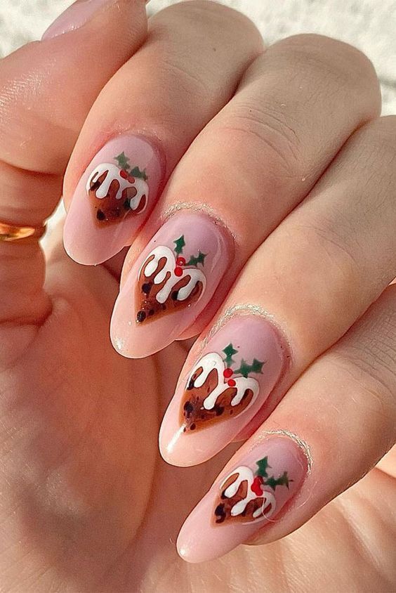 pink gingerbread nails