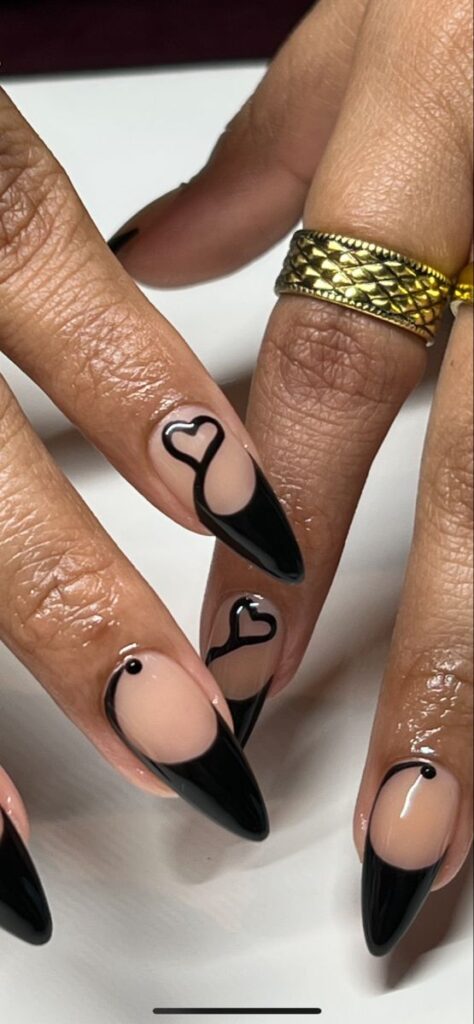 long black valentines nails