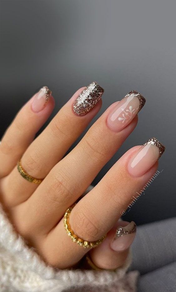 new years nails short square
