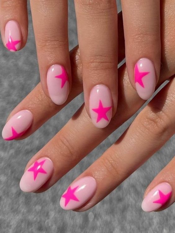 pink nail designs simple