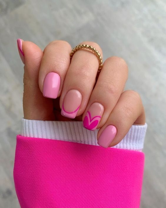 pink nail designs simple