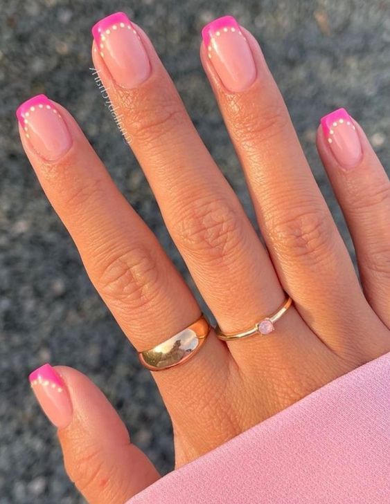 pink nail designs simple short