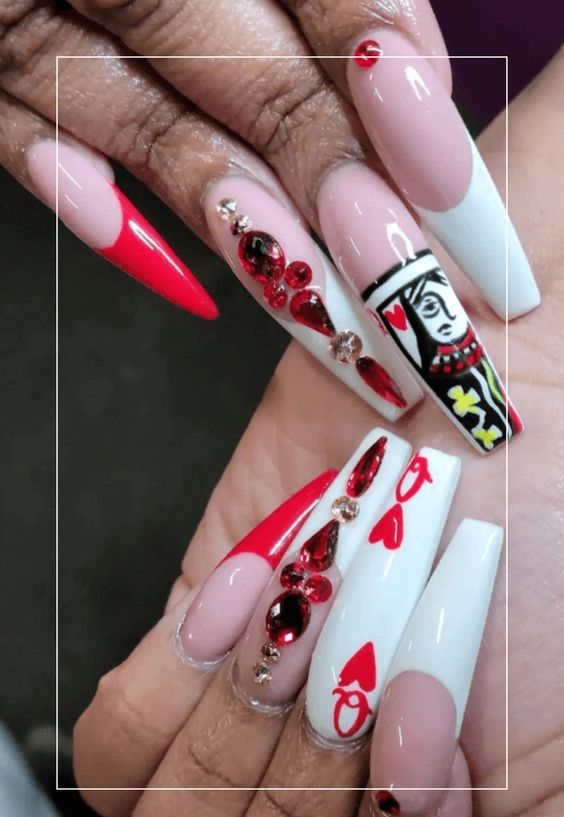 queen of hearts nails acrylic