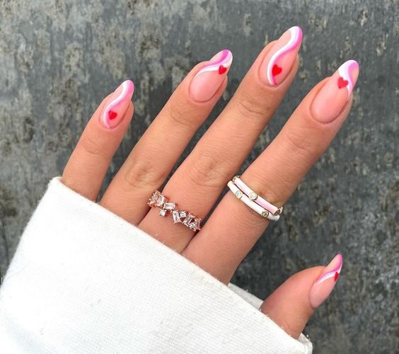 simple pink valentines nails