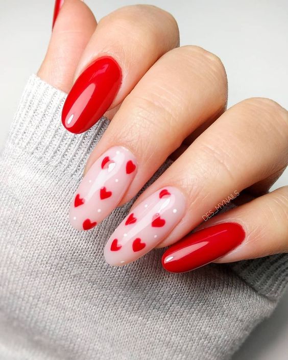 simple red valentines nails