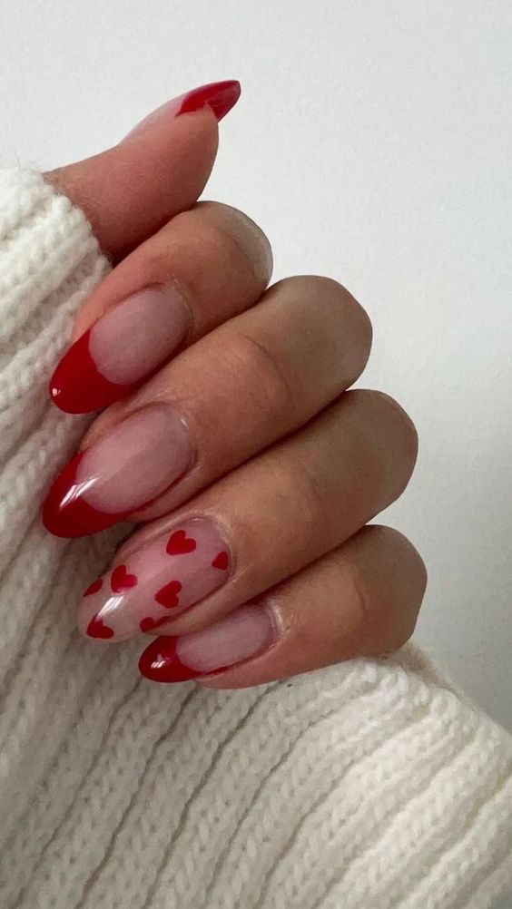 simple valentines nails french tip
