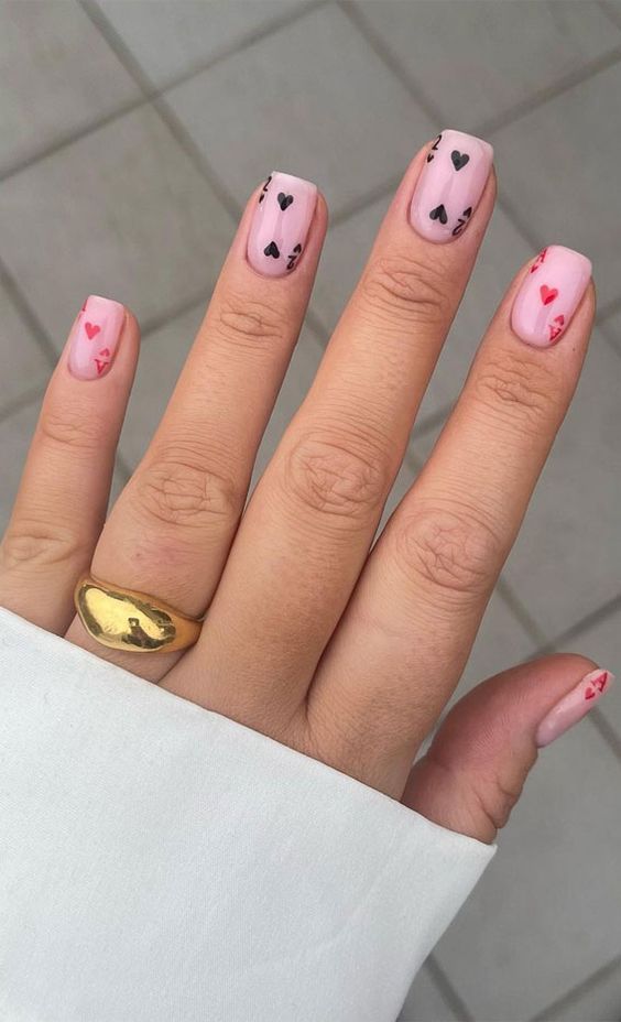 simple valentines nails short